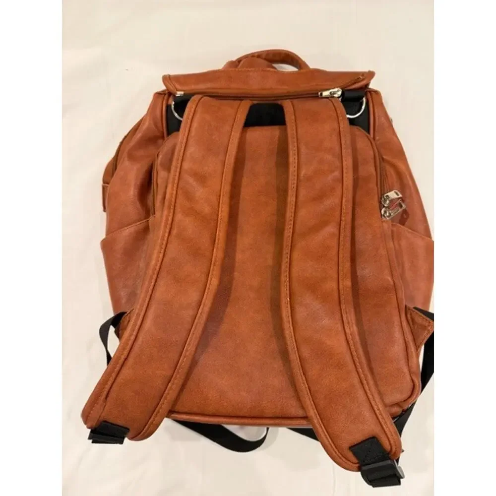 Upper La Madison The Commuter Diaper Baby Bag Backpack Vegan Leather Brown